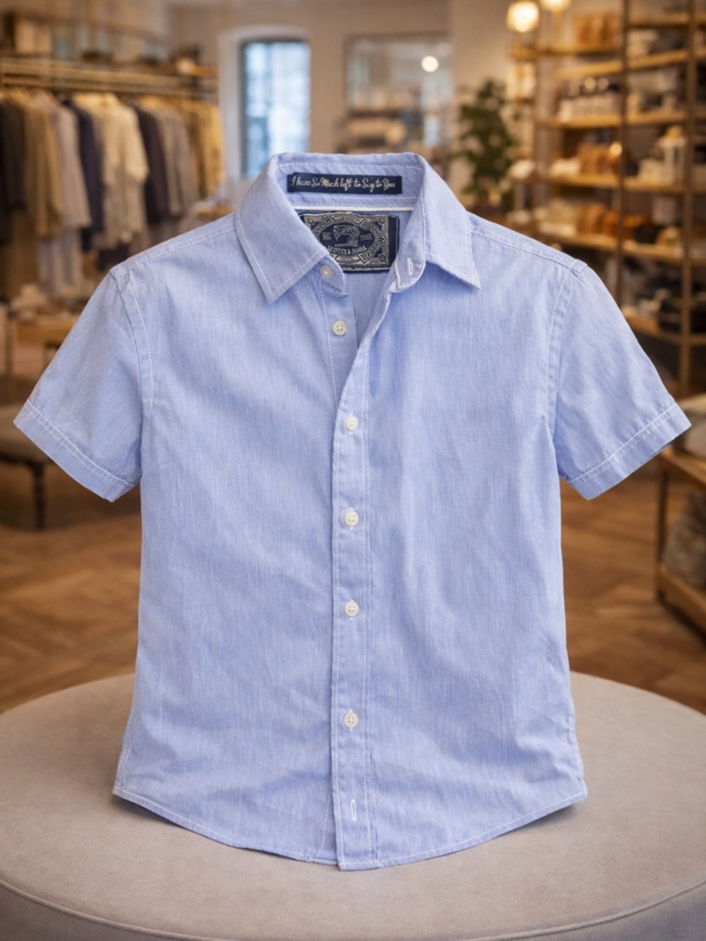 shirt Boy’s scotch shrunk blue button down shirt short sleeve size 4
